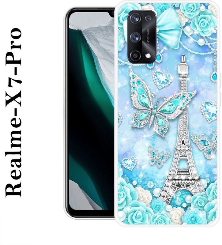 REALKING Back Cover for Realme X7 Pro  (Blue, White, Silicon)