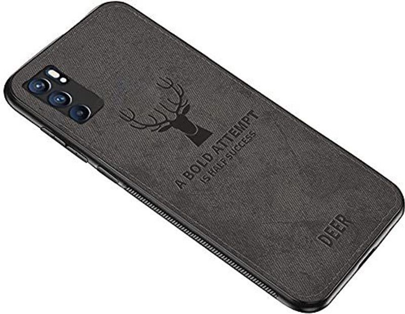 Europe Mart Book Cover for Oppo Reno 6 Pro 5G | Hybrid Fabric Case | Flexible & Shockproof |Deer Series  (Black, Grip Case, Pack of: 1)