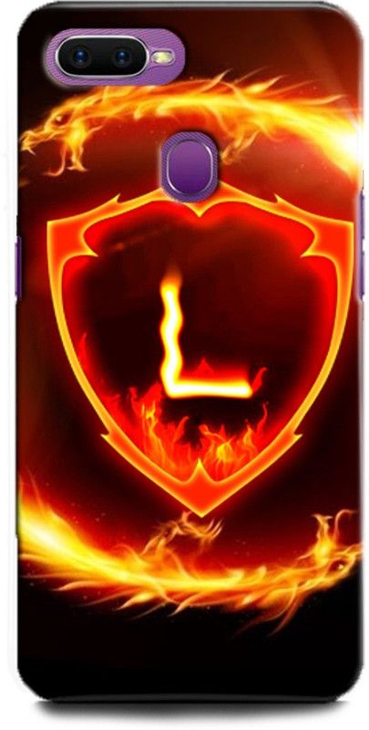 INDICRAFT Back Cover for OPPO A7, CPH1901 L, L LETTER, FIRE, L NAME, L ALPHABET  (Multicolor, Hard Case, Pack of: 1)