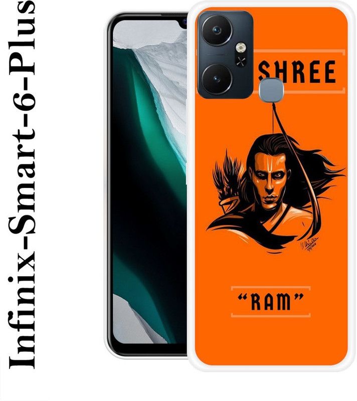 INDIALAND Back Cover for Infinix Smart 6 Plus  (Orange, Black, Silicon)