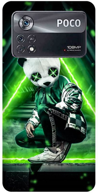 play fast Back Cover for POCO X4 Pro 5G, PANDA, NEON, TRAP, BOY, TEDDY  (Green, Hard Case, Pack of: 1)