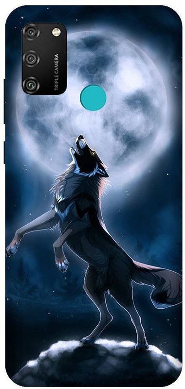 URCHIN Back Cover for Honor9A Wolf, Wolf Moon, Moon, Animal, Dark  (Multicolor, Shock Proof, Pack of: 1)