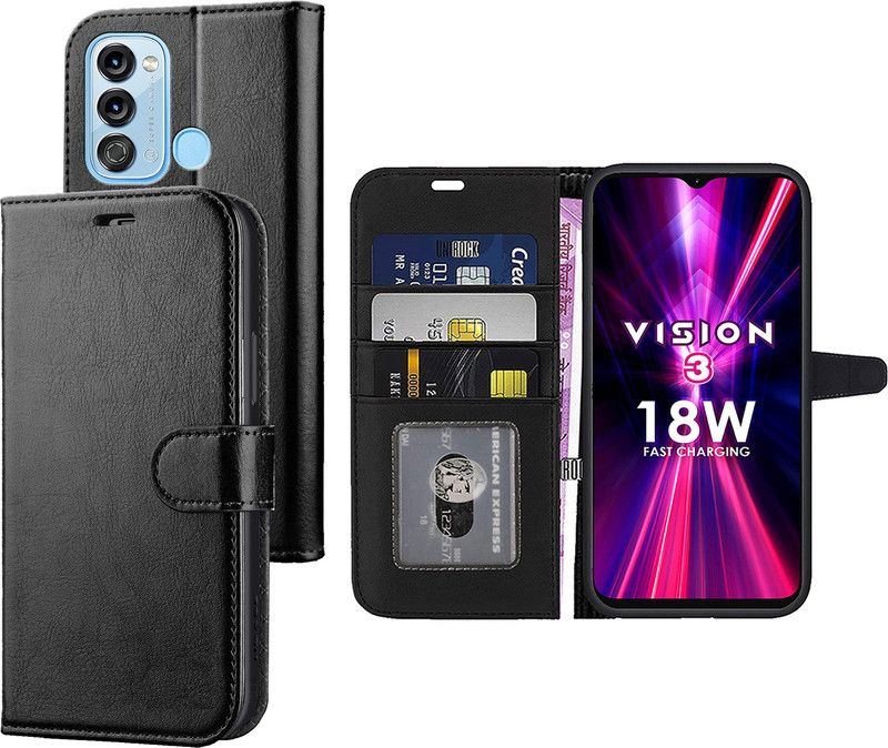 Digilett Flip Cover for itel Vision3  (Black, Dual Protection, Pack of: 1)