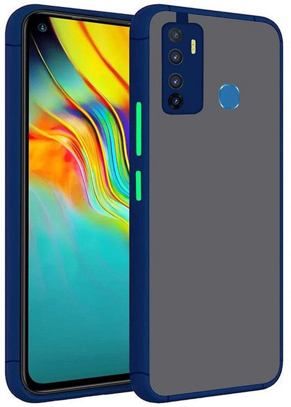 Foncase Back Cover for infinix smart 4 plus Back Case Full Camera Protection Smoke Matte Finish Cover  (Blue, Camera Bump Protector, Pack of: 1)
