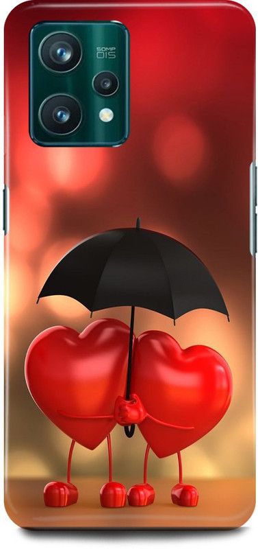 play fast Back Cover for Realme 9 Pro Plus 5G HEART, UMBRELLA, LOVE, COUPLE  (Red, Hard Case)