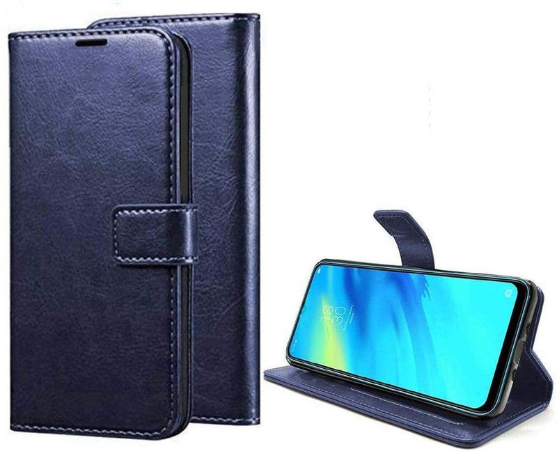 YoYo Covers Flip Cover for Redmi 9C |Real Leather Back Case  (Blue, Magnetic Case, Pack of: 1)