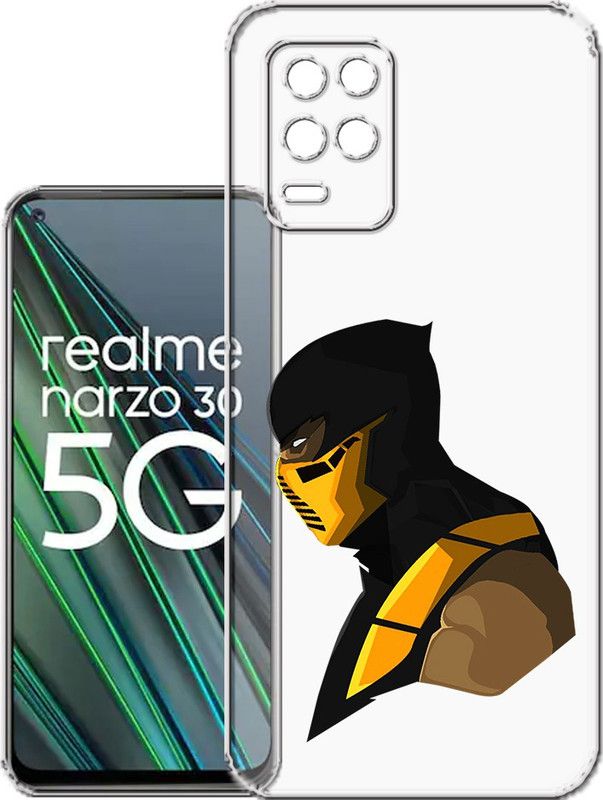 HANIRY Back Cover for Realme Narzo 30 5G / RMX3242 mobile cover | MORTAL KOMBAT SCORPION | Design | PNG_05  (Multicolor, Flexible, Silicon, Pack of: 1)