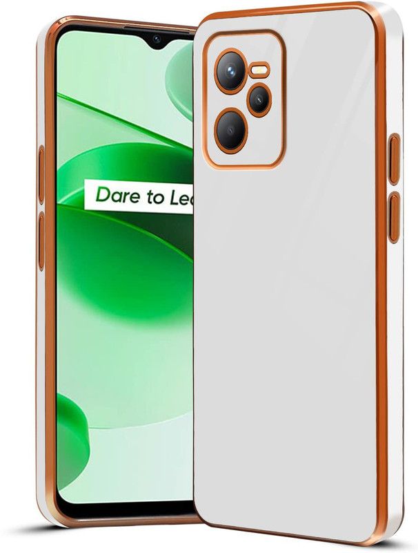 Just Be You Back Cover for Realme Narzo 50A Prime |(Gold Plated Frame | Glossy Backside  (White, Camera Bump Protector)