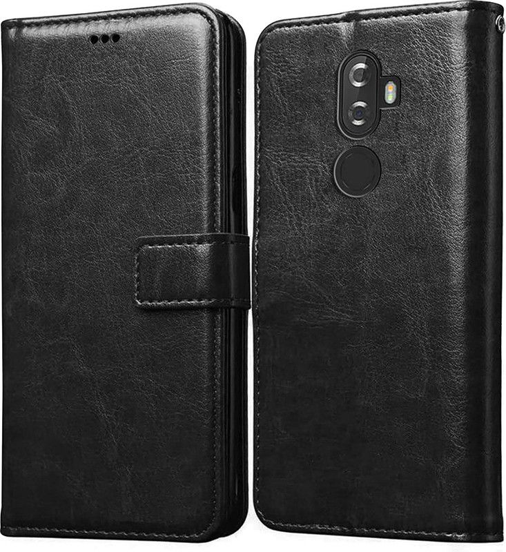 Casotec Flip Cover for Lenovo K8 Plus Leather Flip Cover  (Black, Pack of: 1)