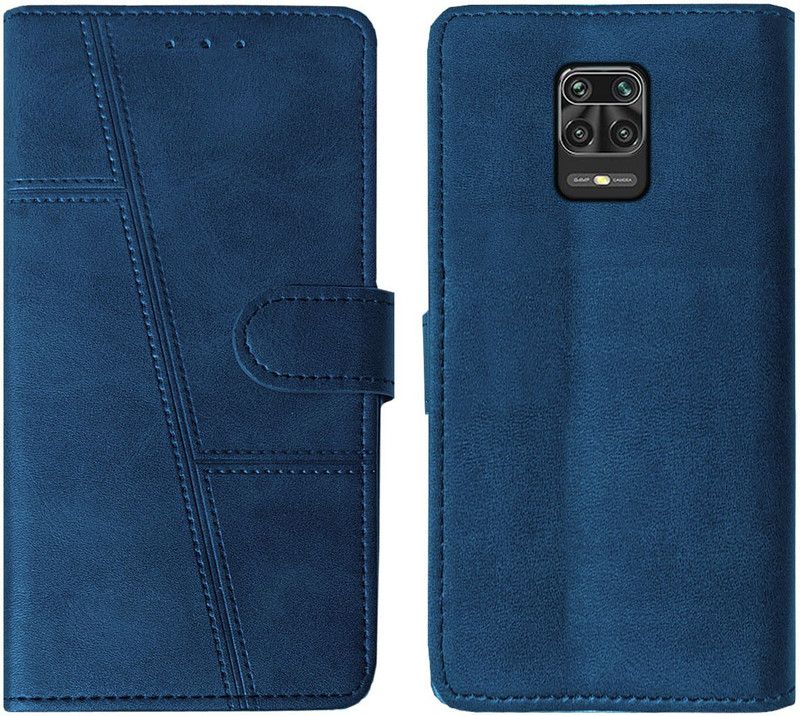 AOnes Flip Cover for Poco M2 Pro  (Blue, Cases with Holder, Pack of: 1)