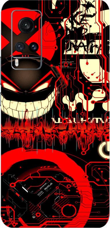 BUGGU Vivo X60, vivo x60 Mobile Skin  (Ultra Super Red Graffiti Skin With High Matte Finish., Mobile Skin (Back+Side+Camera))