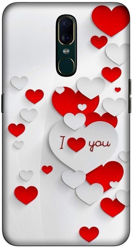 CROKIAN Back Cover for Oppo F11 Red white heart Back Cover  (Multicolor, Hard Case, Pack of: 1)