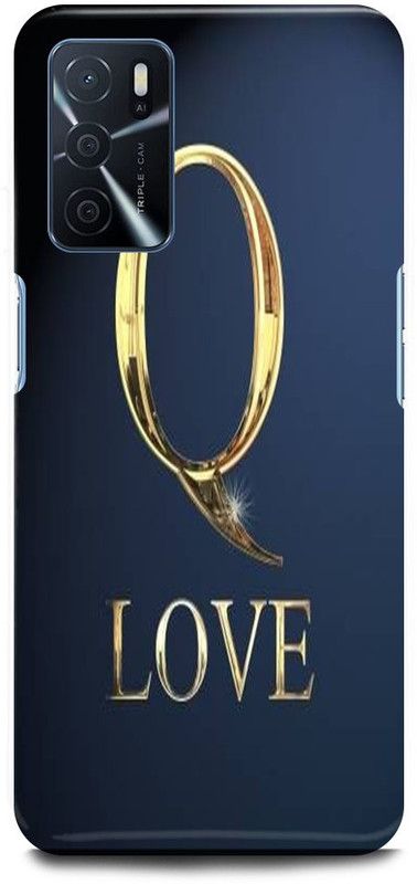 FUGGA Back Cover for OPPO A16, Q, LETTER, ALPHABET, LOVE, Q, NAME  (Gold, Hard Case, Pack of: 1)