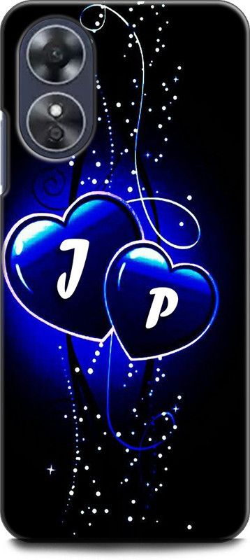 WallCraft Back Cover for OPPO A17, CPH2477 J P, J LOVES P, NAME, ALPHABET, JP LOVE, HART, BLUE  (Multicolor, Dual Protection, Pack of: 1)