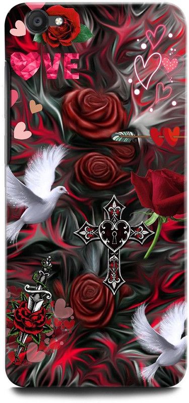 ORBIQE Back Cover for ViVO Y55L LOVE, FLOWER, HEART, COUPLE, BIRD, ROSE  (Multicolor, Hard Case, Pack of: 1)