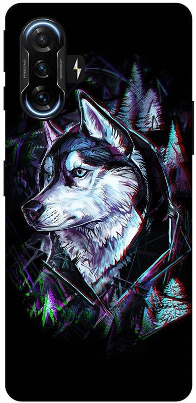 BYXIS Back Cover for Poco F3 GT wolf, Dark, Logo wolf, Animals  (Multicolor, Shock Proof, Pack of: 1)