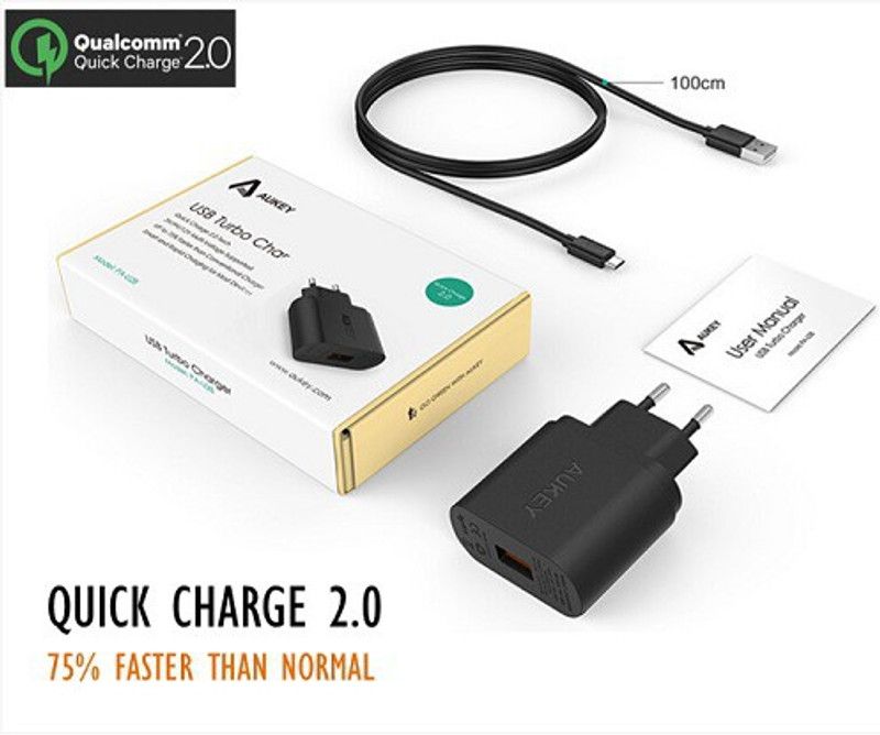 AUKEY NA 1 A Mobile PA-U28 Charger with Detachable Cable  (Black)