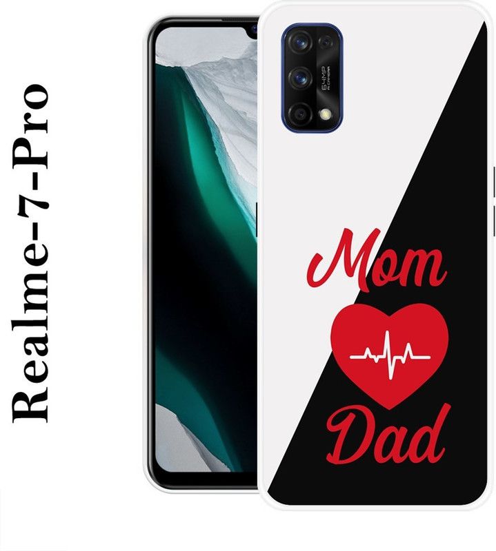 REALKING Back Cover for Realme 7 Pro  (White, Black, Silicon)