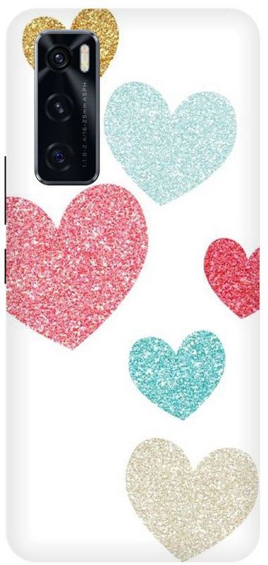 URCHIN Back Cover for Vivo V20SE Heart, Love, Cute, Glitters, Love you  (Multicolor, Shock Proof, Pack of: 1)