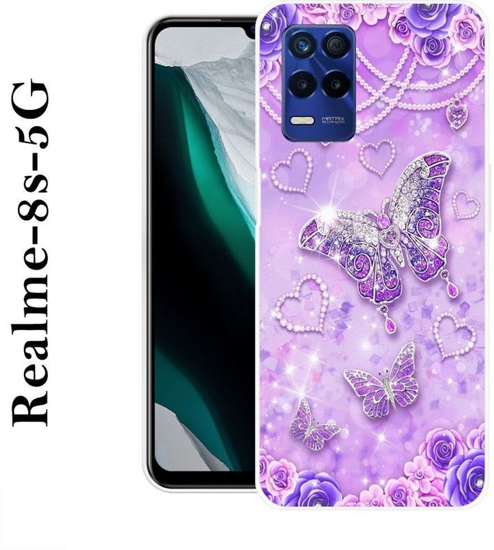 VITARO Back Cover for Realme 8s 5G  (Purple, Silver, Grip Case, Silicon)
