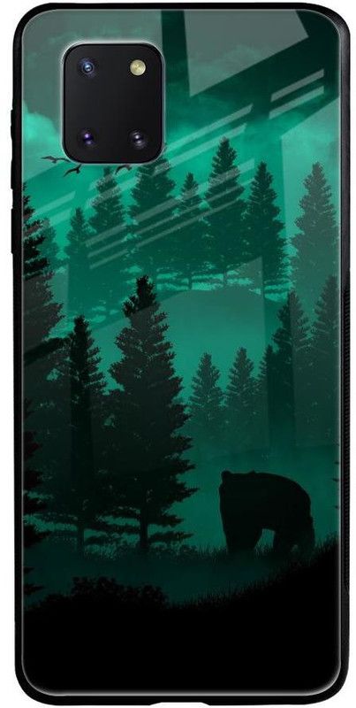 QRIOH Glass Back Cover for Samsung Galaxy Note 10 lite  (Black, Green, Grip Case, Silicon, Pack of: 1)