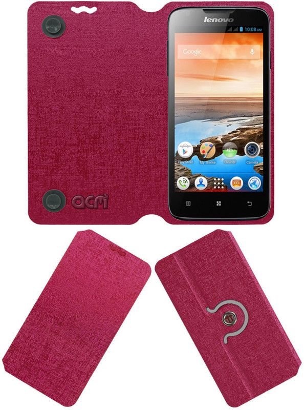 ACM Flip Cover for Lenovo A680  (Pink, Cases with Holder, Pack of: 1)