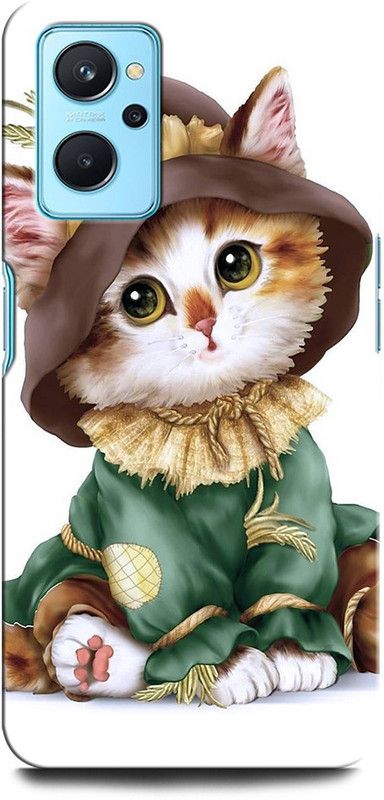 ORBIQE Back Cover for OPPO A96 CAT, CUTE CAT, BLUE EYS, CAP  (Multicolor, Hard Case, Pack of: 1)