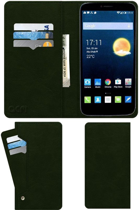 ACM Flip Cover for Alcatel Hero 2  (Green, Cases with Holder, Pack of: 1)