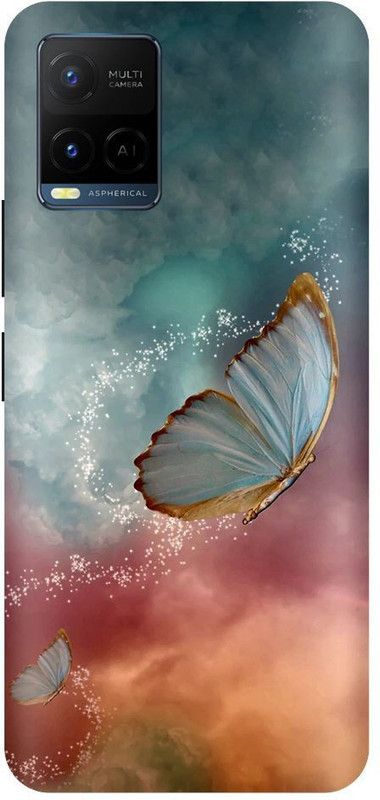 Bluvver Back Cover for Vivo Y21,V2111, Printed Buterfly Back Cover  (Multicolor, Hard Case, Pack of: 1)
