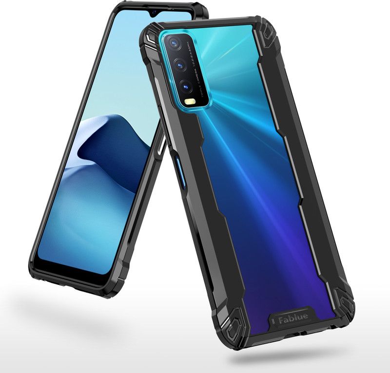 Fablue Back Cover for Vivo Y12G  (Black, Rugged Armor, Pack of: 1)