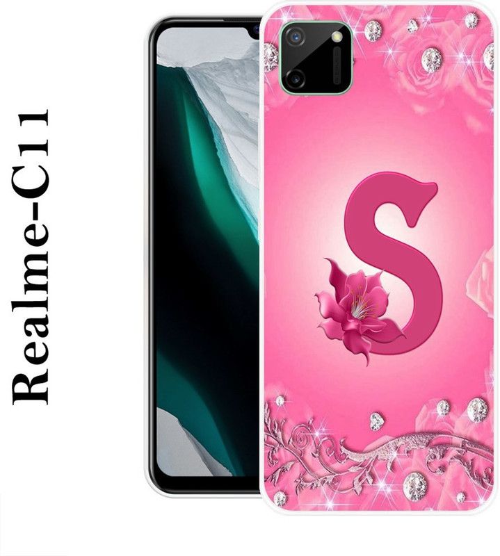 Sswastik Back Cover for Realme C11  (Pink, Silver, Grip Case, Silicon)