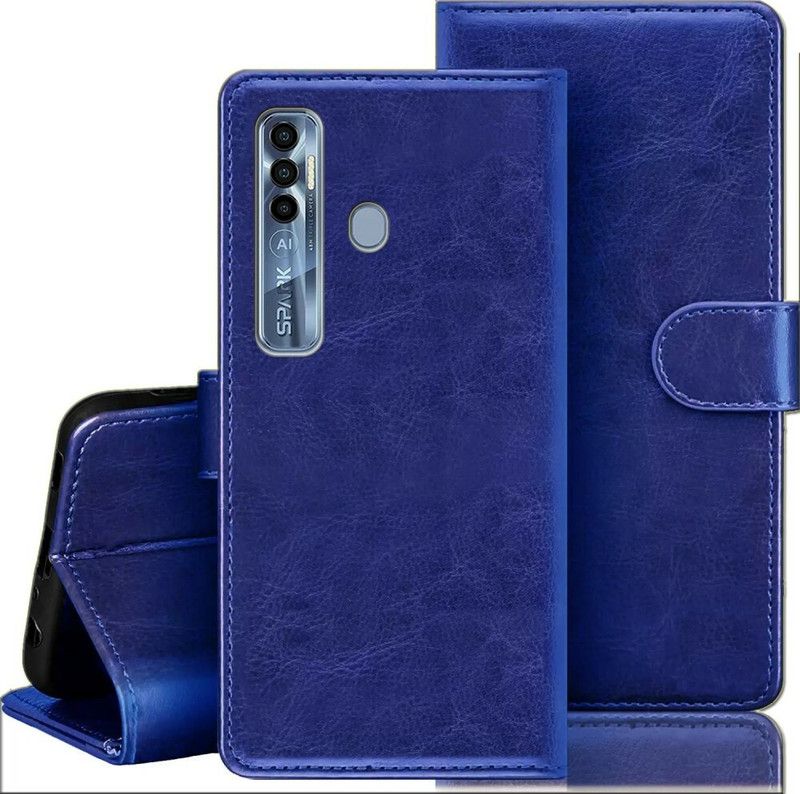 Tingtong Flip Cover for Tecno Spark 7 Pro  (Blue, Dual Protection, Pack of: 1)