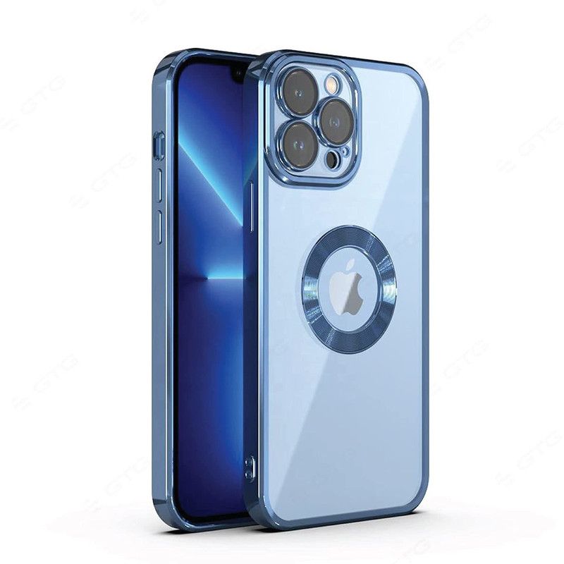 welshfireshop Back Cover for Apple iPhone 11 Pro Electroplated Logo View | Slim Shockproof | Soft TPU back cover  (Blue, Pack of: 1)