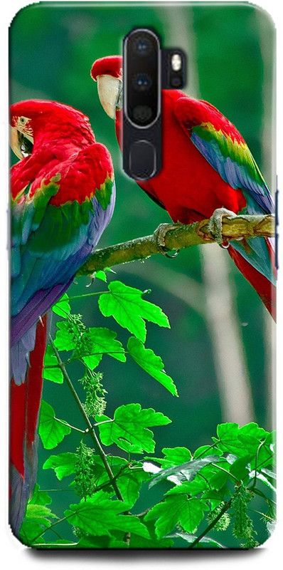 Afterglow Back Cover for OPPO A9 2020 PARROT, NATURAL, NATURE, TROPICAL, BIRDS, PARROT COUPLE, CUTE, BEAUTIFUL  (Multicolor, Shock Proof, Pack of: 1)