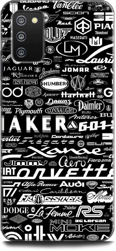 INDICRAFT Back Cover for SAMSUNG Galaxy F02s LOGOS, BLACK, WHAIT, BRANDS, STICKERS, CARS LOGO  (Multicolor, Dual Protection, Pack of: 1)