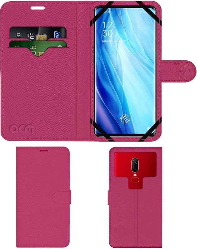 ACM Flip Cover for Oppo Reno4 Pro  (Pink, Cases with Holder)