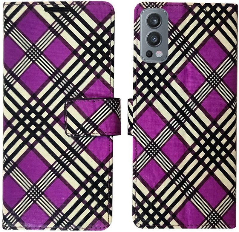 AD Enterprises Flip Cover for One Plus Nord 2 5G  (Purple, Magnetic Case, Pack of: 1)