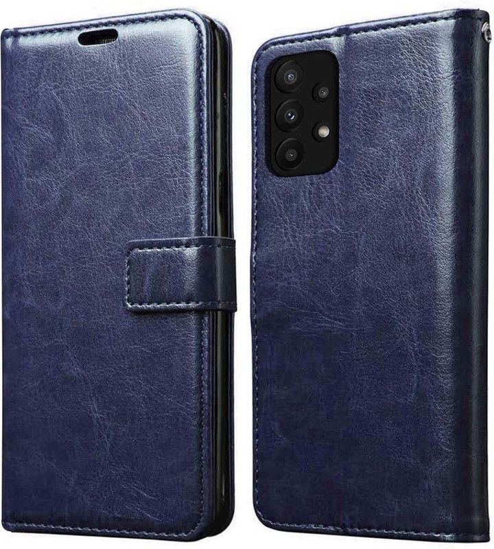 Errol Flip Cover for Samsung Galaxy A33 5G FLIP COVER, Flexible | Leather Finish | Card Wallet I& Shock Proof  (Blue, Dual Protection, Pack of: 1)