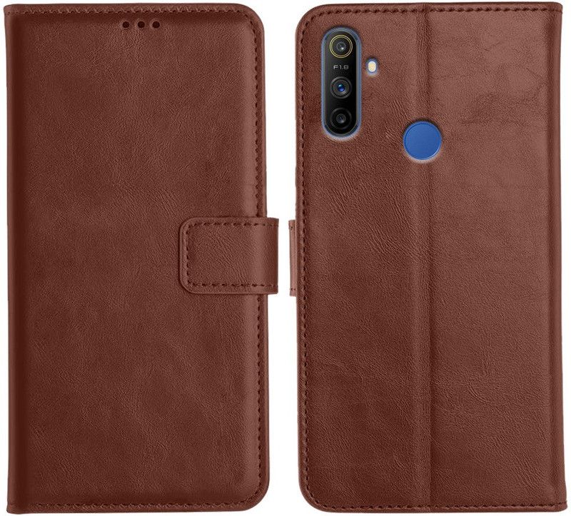 Orosky Flip Cover for Realme Narzo 10A  (Brown, Dual Protection)