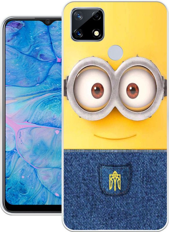 Print maker Back Cover for Realme Narzo 20  (Yellow, Blue, Grip Case, Silicon, Pack of: 1)
