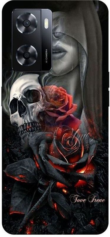 OLIWER Back Cover for OPPO A57 2022 Ghost Rose, Black Rose, Rose, Ghost PRINTED BACK COVER  (Multicolor, Hard Case, Pack of: 1)