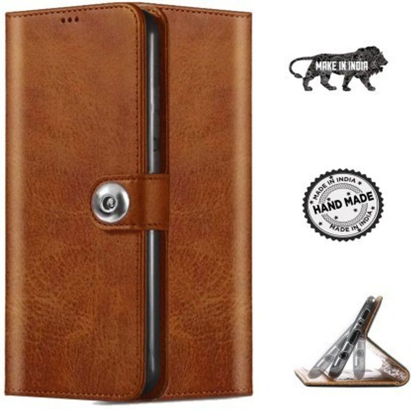 masque Flip Cover for Realme C17 Magnetic Closure Flip Case  (Brown, Dual Protection, Pack of: 1)