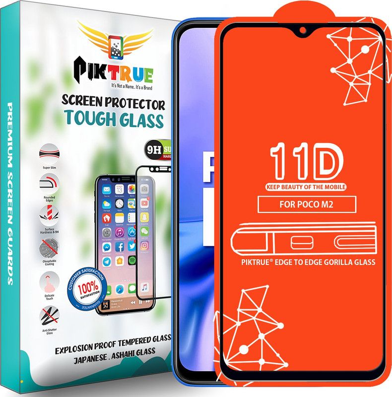 PikTrue Edge To Edge Tempered Glass for Poco M2  (Pack of 1)