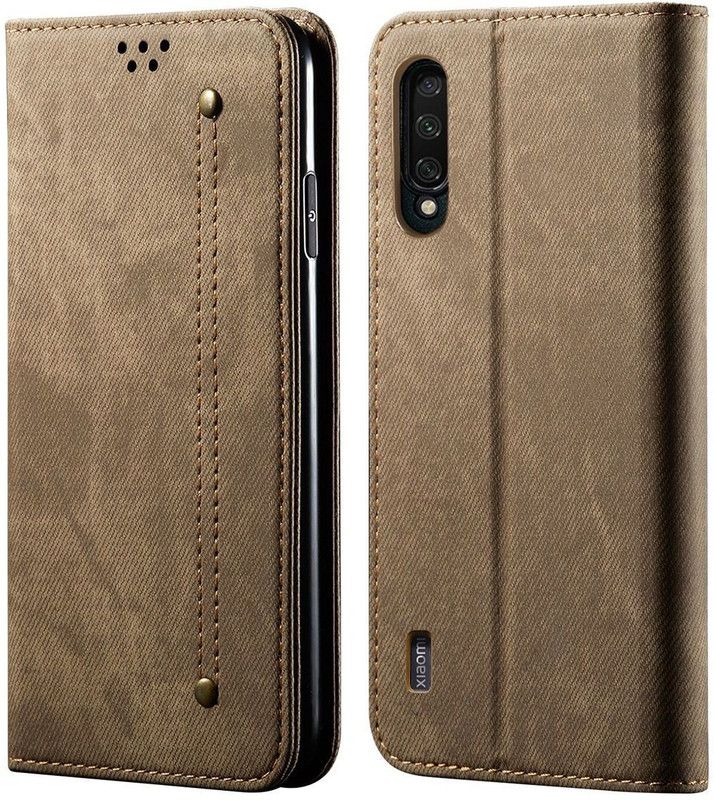Bepak Wallet Case Cover for Xiaomi Mi A3  (Khaki, Magnetic Case)