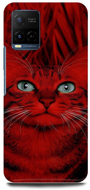play fast Back Cover for Vivo Y21E CAT, MEOW, RED, CAT  (Red, Hard Case, Pack of: 1)