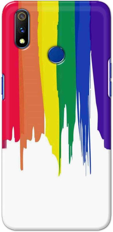 NDCOM Back Cover for Realme 3i Rainbow Colors On White Printed  (Multicolor, Hard Case, Pack of: 1)
