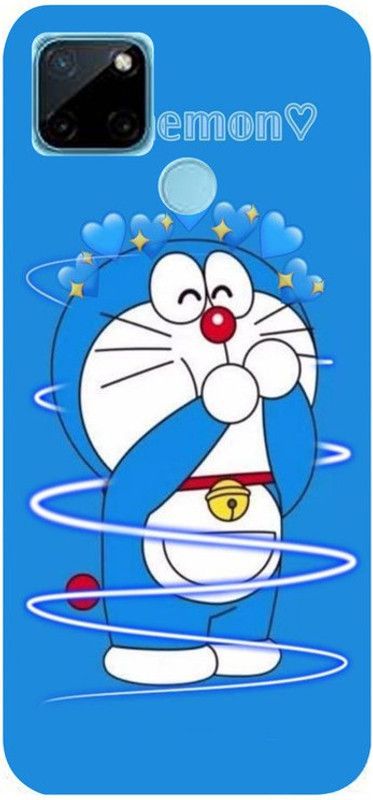 Golden Mask Back Cover for Sky Hawk Back Cover For Realme C21Y Doraemon And Blue Heart  (Multicolor, Waterproof, Silicon, Pack of: 1)