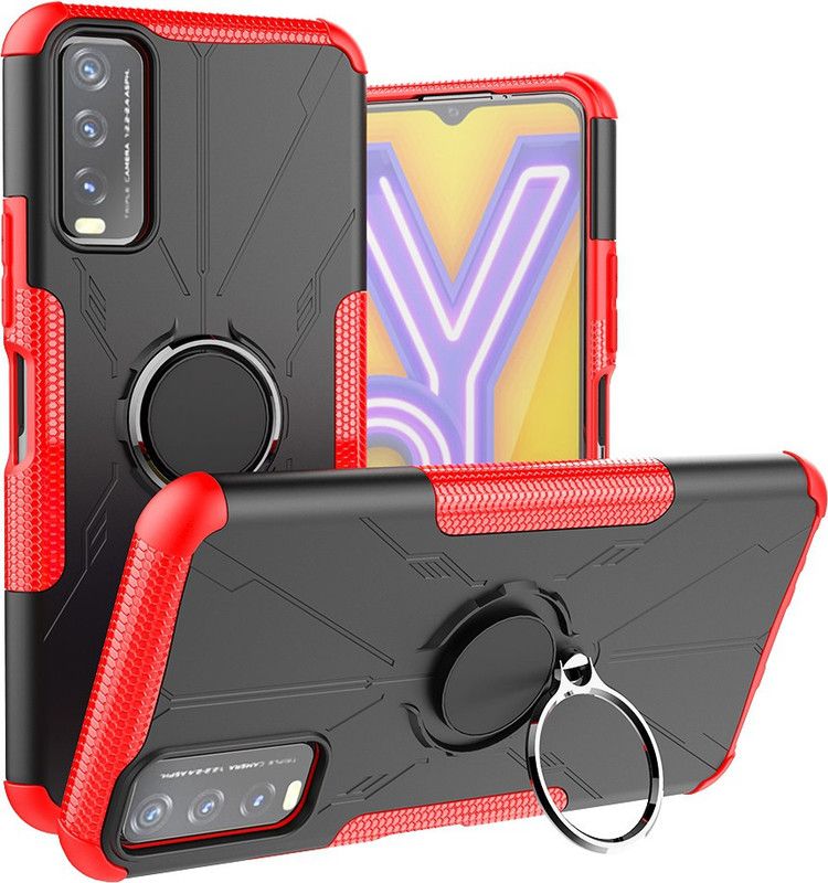 Accessories Kart Back Cover for Viov Y20G Dazzle tyre ring stand case with kick stand  (Red, Rugged Armor, Pack of: 1)