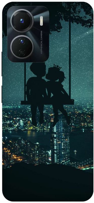COVERJET Back Cover for VIVO Y16-CUTE- LOVELY- GIRL- BOY- COUPLES- LOVE  (Gold, Hard Case, Pack of: 1)