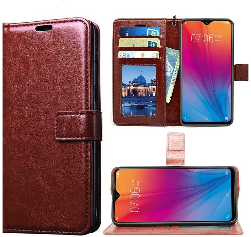 COVERNEW Flip Cover for Oppo RMX3265 / Realme C25Y  (Brown, Dual Protection, Pack of: 1)